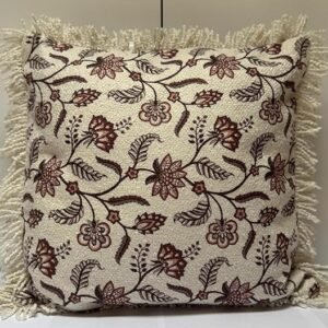 Floral Embroidered Cushion Cover with Tassels – Decorative Throw cushion covers for Sofa, Couch, or Bed